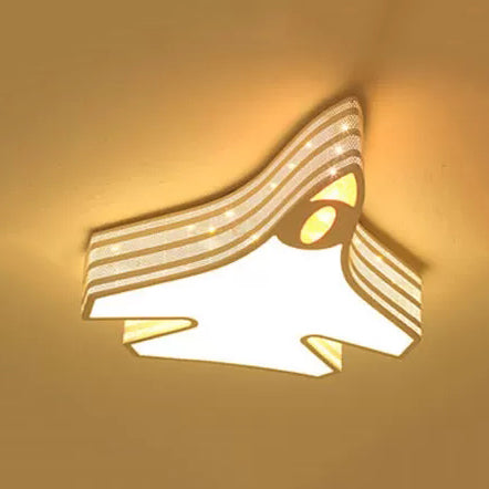 Blue Cartoon Flush Ceiling Lamp For Child’s Bedroom Or Plane-Themed Bathroom