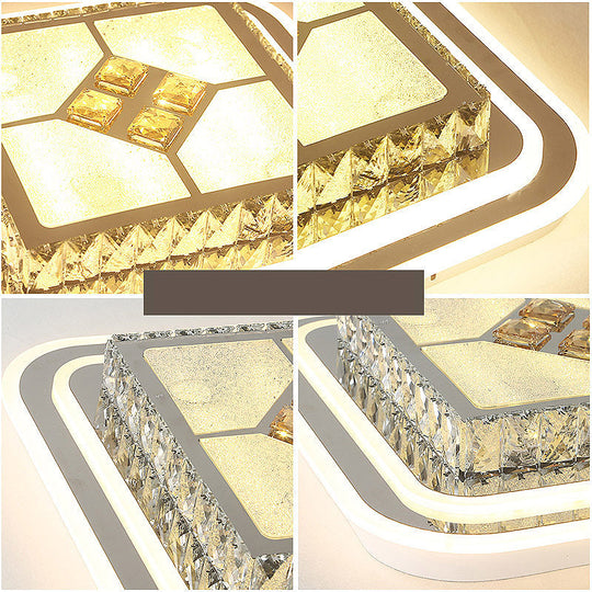 White Led Wide Ceiling Mount Flush Light Fixture - 14’/19.5’/23.5’ Width