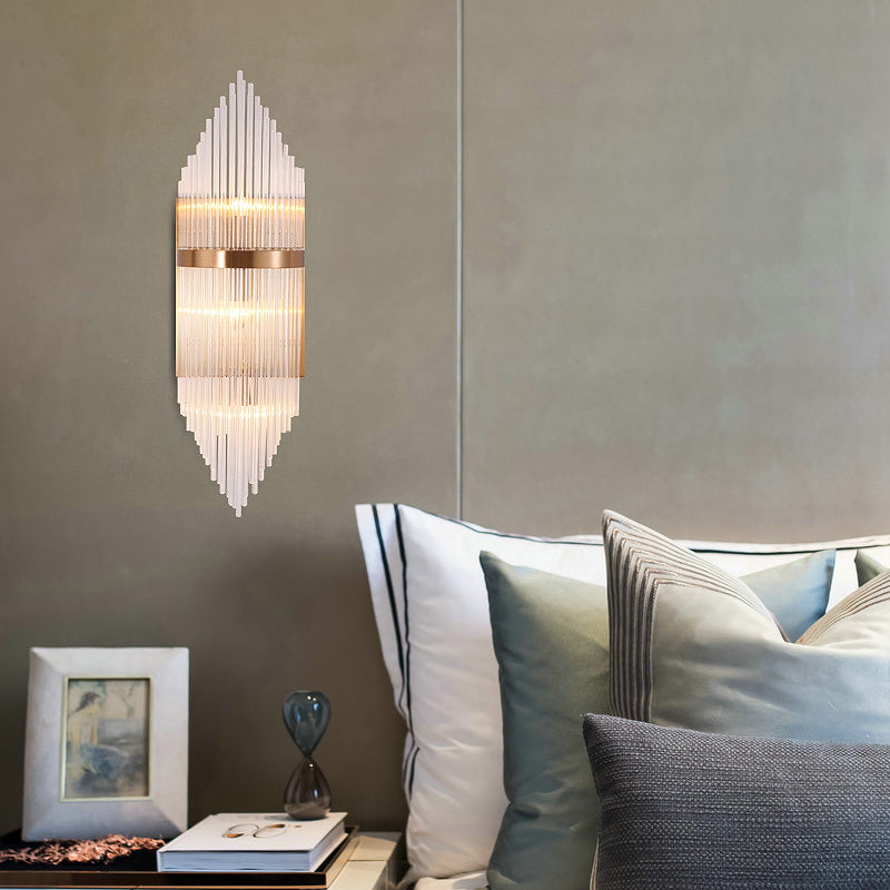 Minimalist Clear Glass Sconce Light With Gold Finish - 2/3 Lights Indoor Wall Lighting