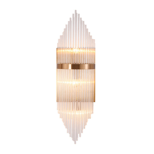 Minimalist Clear Glass Sconce Light With Gold Finish - 2/3 Lights Indoor Wall Lighting