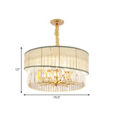 Contemporary Crystal Block Chandelier Light - Height Adjustable 6/8 Lights Gold Finish