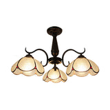 Semi Flush Mount Stained Glass Ceiling Light Fixture With 3 Domed Retro Style Heads -