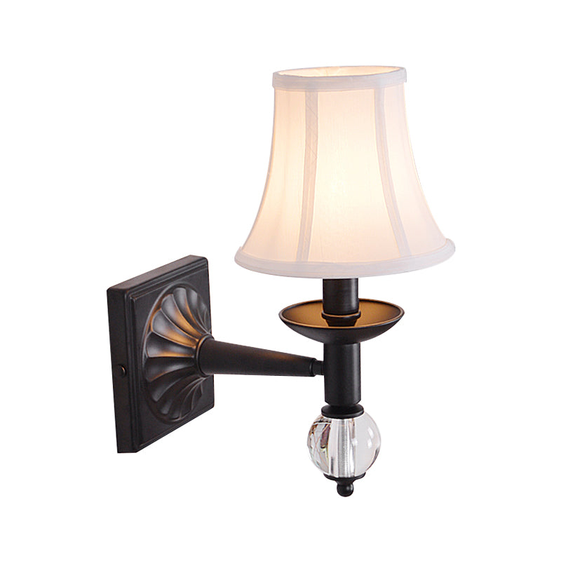Black Modernist Bell Fabric Wall Sconce With 1 Lamp Head For Corridors