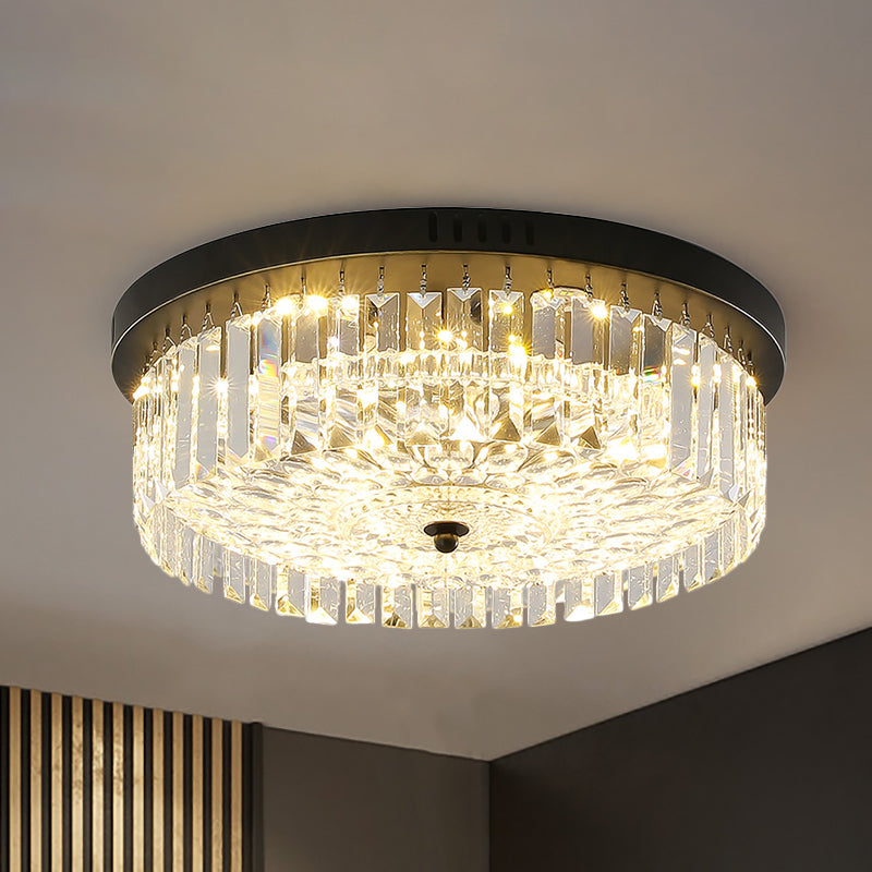 Modern Black Round Crystal Ceiling Lamp Choose From 10/14/18 Widths