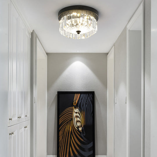 Modern Black Round Crystal Ceiling Lamp Choose From 10/14/18 Widths