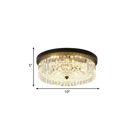 Modern Black Round Crystal Ceiling Lamp Choose From 10/14/18 Widths