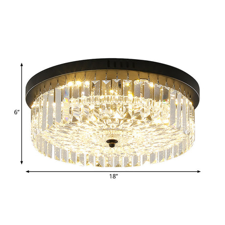 Modern Black Round Crystal Ceiling Lamp Choose From 10/14/18 Widths