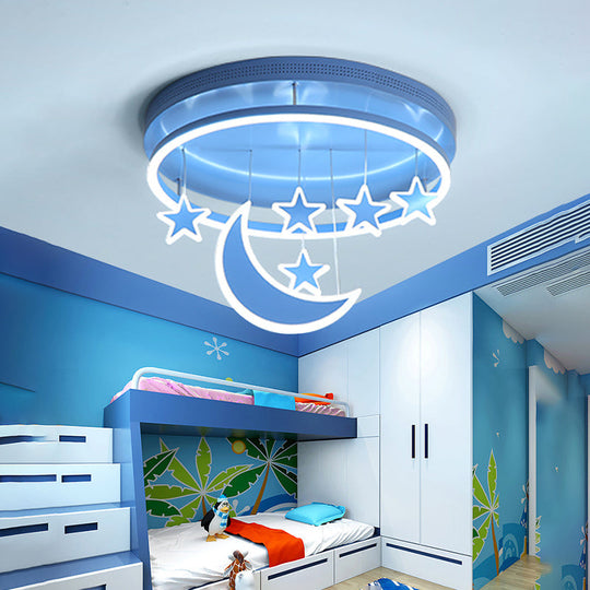 Modern Acrylic Round Flush Mount Lamp - Led Ceiling Light Fixture With Star Deco Warm/White