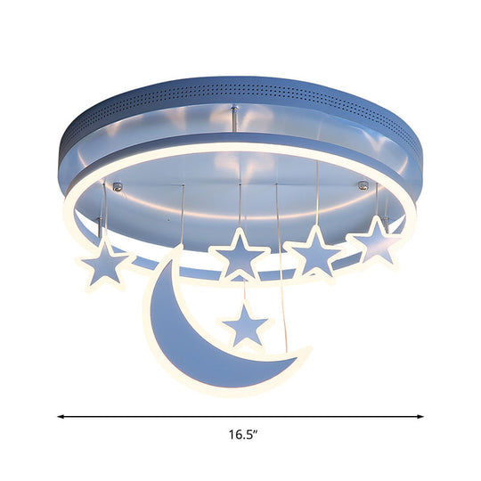 Modern Acrylic Round Flush Mount Lamp - Led Ceiling Light Fixture With Star Deco Warm/White