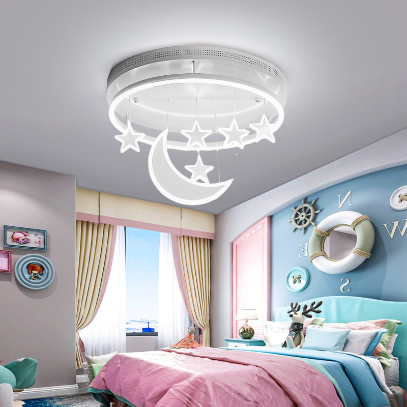 Modern Acrylic Round Flush Mount Lamp - Led Ceiling Light Fixture With Star Deco Warm/White