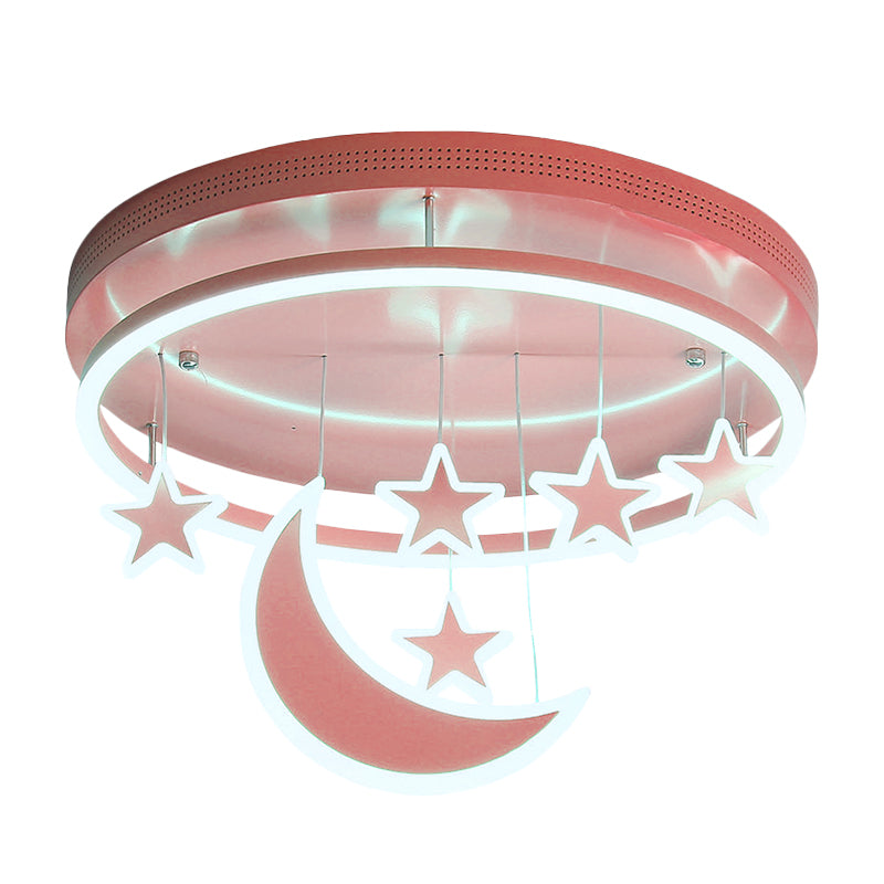 Modern Acrylic Round Flush Mount Lamp - Led Ceiling Light Fixture With Star Deco Warm/White