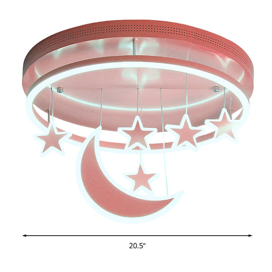 Modern Acrylic Round Flush Mount Lamp - Led Ceiling Light Fixture With Star Deco Warm/White