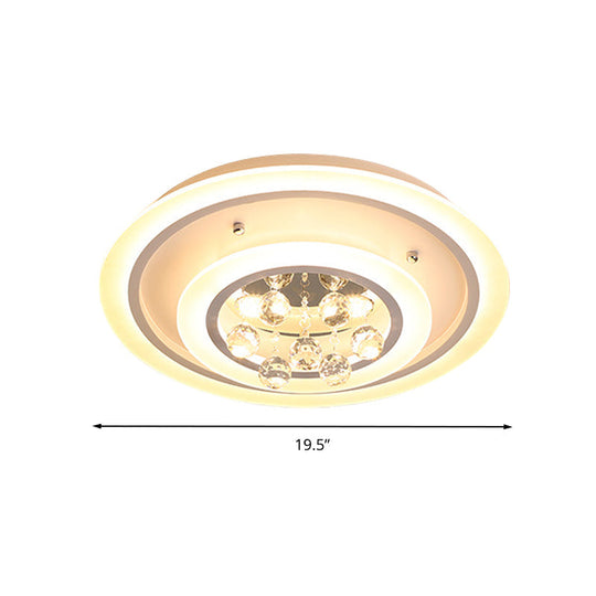 Modern Crystal Ball Round Flush Mount Light With Led Ceiling Light/Remote Control Dimming -