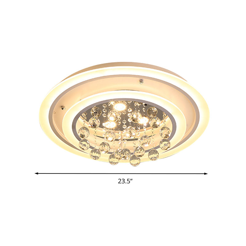 Modern Crystal Ball Round Flush Mount Light With Led Ceiling Light/Remote Control Dimming -