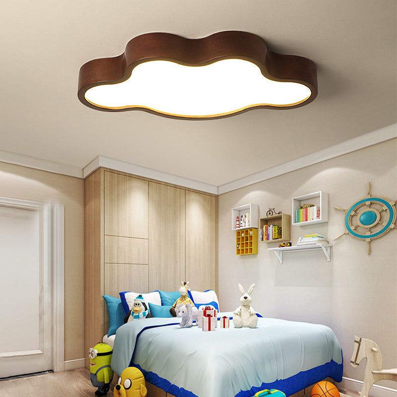 Modern Dark Brown Cloud Ceiling Lamp With Led Acrylic Flush Mount Lighting - 19.5/25 Width