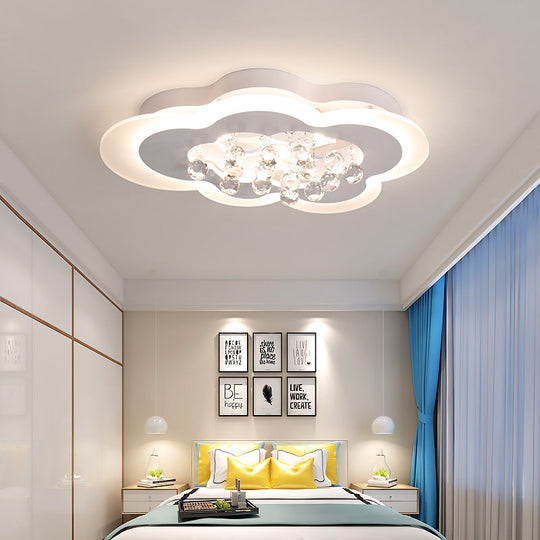 White Led Crystal Cloud Ceiling Lamp - Warm/White Light Minimalist Design 21.5’/25.5’ Wide