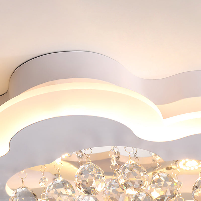 White Led Crystal Cloud Ceiling Lamp - Warm/White Light Minimalist Design 21.5’/25.5’ Wide