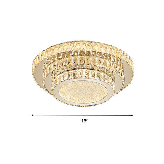 Modern White Led Flush Light Fixture - 18’/21.5’ Three - Tiered Design