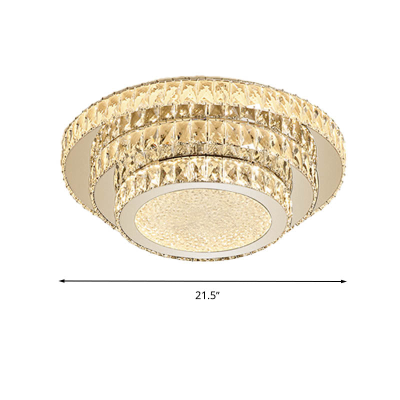Modern White Led Flush Light Fixture - 18/21.5 Three-Tiered Design