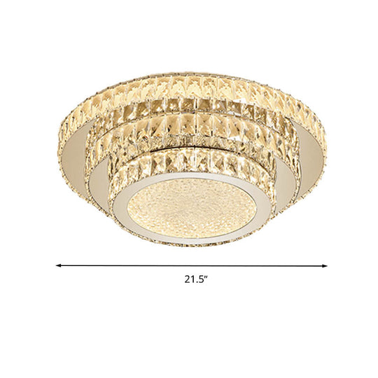 Modern White Led Flush Light Fixture - 18/21.5 Three-Tiered Design