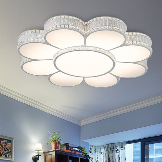 White Led Petal Ceiling Flush Mount Lamp - 19.5’/23.5’/31.5’ Modern Acrylic Warm 3 Color Light
