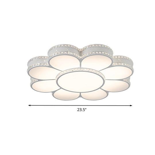 White Led Petal Ceiling Flush Mount Lamp - 19.5’/23.5’/31.5’ Modern Acrylic Warm 3 Color Light