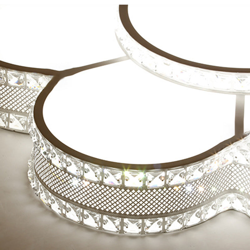 White Led Petal Ceiling Flush Mount Lamp - 19.5’/23.5’/31.5’ Modern Acrylic Warm 3 Color Light