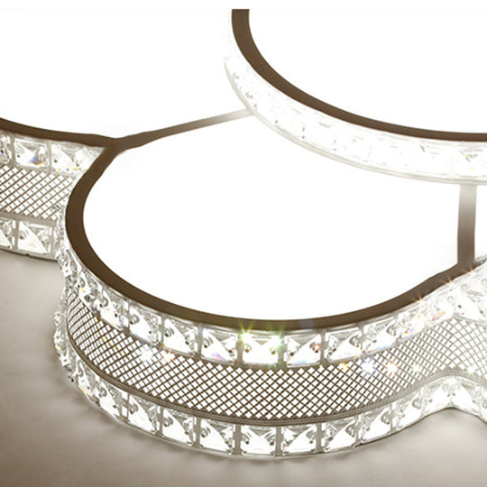 White Led Petal Ceiling Flush Mount Lamp - 19.5’/23.5’/31.5’ Modern Acrylic Warm 3 Color Light