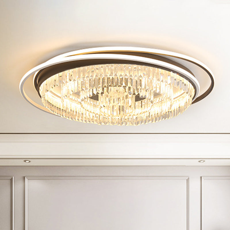 Simple Crystal Led Circular Living Room Flush Light -18/23.5/31.5 W White Light/Remote Control
