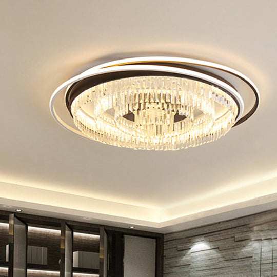 Simple Crystal Led Circular Living Room Flush Light -18/23.5/31.5 W White Light/Remote Control