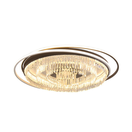 Simple Crystal Led Circular Living Room Flush Light -18/23.5/31.5 W White Light/Remote Control