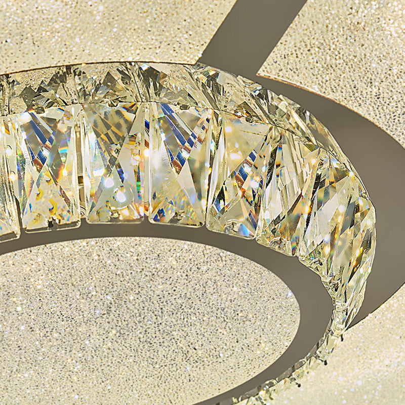 Modern White Clear Crystal Glass Flower Flush Mount Led Ceiling Light - 14/18/23.5 Warm/White Remote