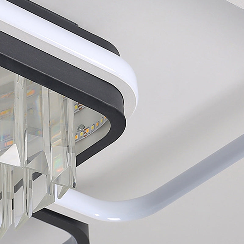 35.5’/41’ W Geometric Flush Mount Crystal Led Living Room Light - Black & White Stepless