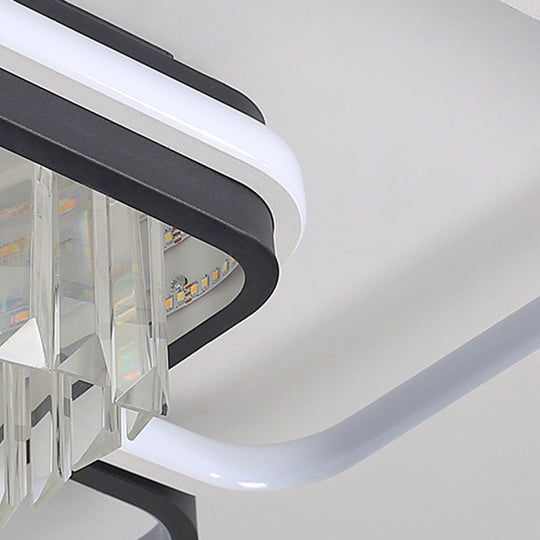 35.5’/41’ W Geometric Flush Mount Crystal Led Living Room Light - Black & White Stepless
