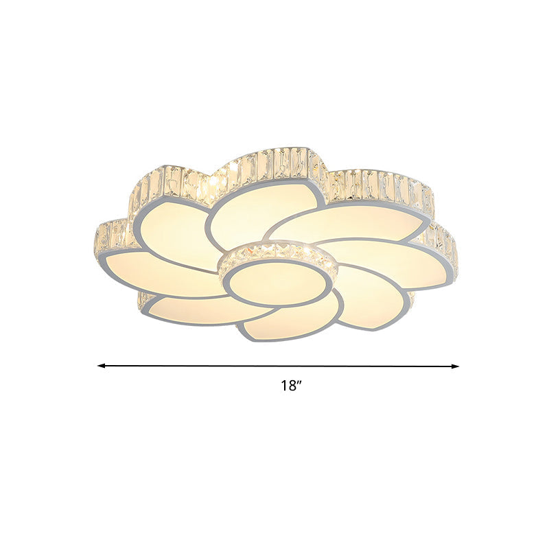 Modern Crystal Ceiling Lamp - Smart Led Flush Mount Light 18’/24’ Wide Warm/White