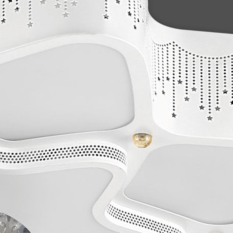 Modern White Led Flower Crystal Ceiling Lamp 21/24.5/31.5 Flush Mount For Living Room