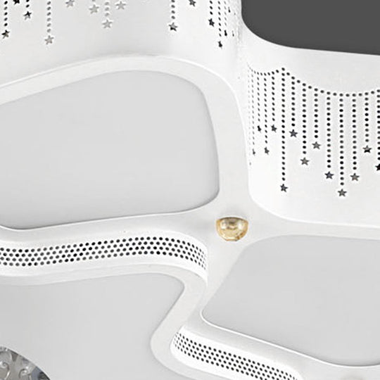 Modern White Led Flower Crystal Ceiling Lamp 21/24.5/31.5 Flush Mount For Living Room