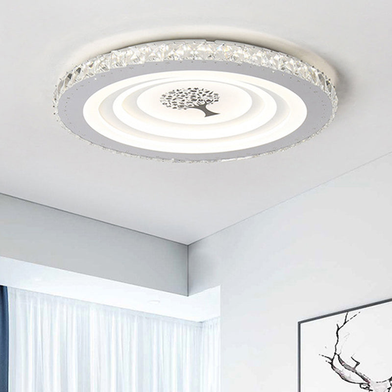 Modern White Led Flush Mount Ceiling Light For Bedrooms - 10’/19.5’ Wide Acrylic Fixture