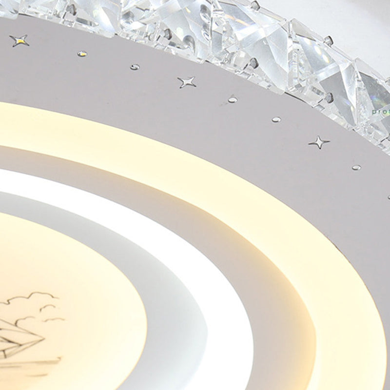 Modern White Led Flush Mount Ceiling Light For Bedrooms - 10’/19.5’ Wide Acrylic Fixture