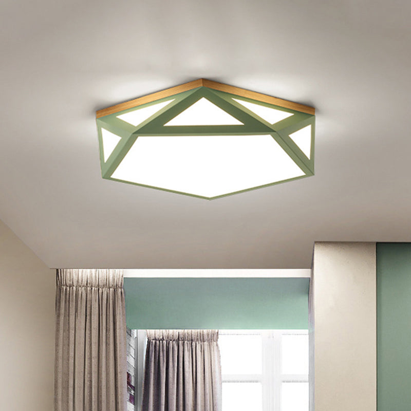 Geometric Acrylic Led Flush Light With Multiple Sizes And Color Options For Bedroom Ceiling -