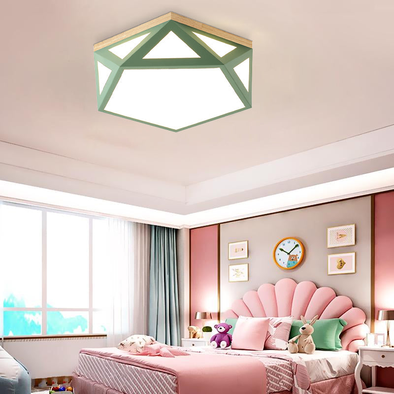 Geometric Acrylic Led Flush Light With Multiple Sizes And Color Options For Bedroom Ceiling - Modern