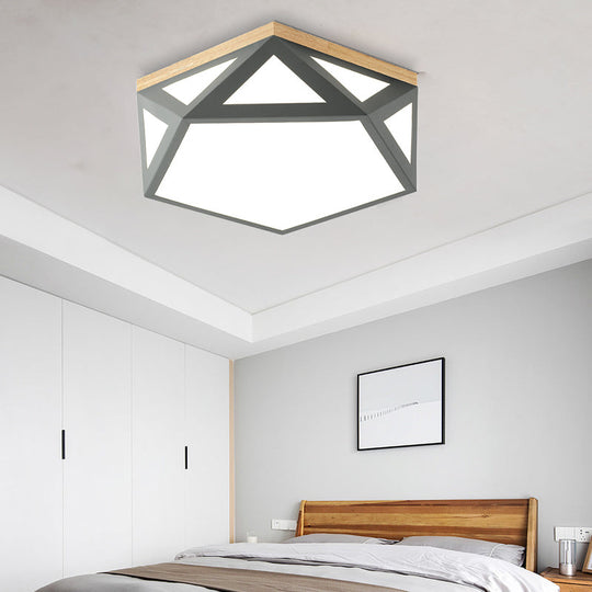 Geometric Acrylic Led Flush Light With Multiple Sizes And Color Options For Bedroom Ceiling - Modern