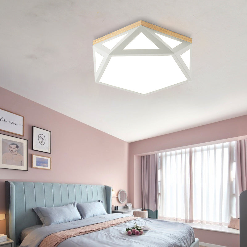 Geometric Acrylic Led Flush Light With Multiple Sizes And Color Options For Bedroom Ceiling -
