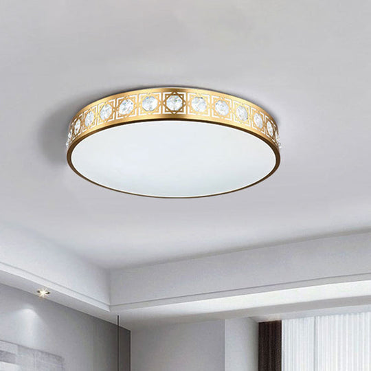 Modern Led Flush Mount Crystal Ceiling Lamp For Bedroom - 3 Sizes Available Brass / 12