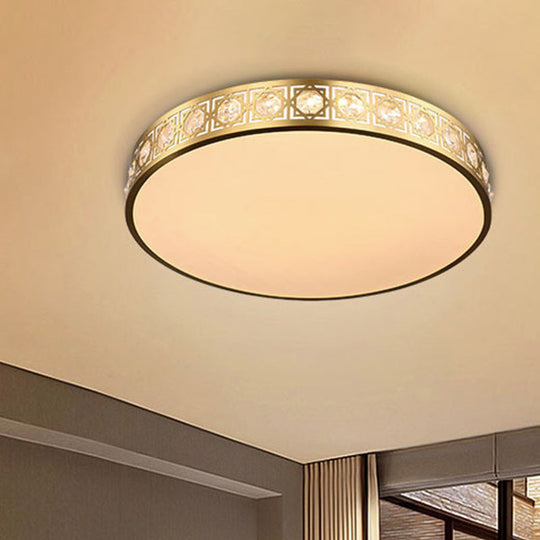Modern Led Flush Mount Crystal Ceiling Lamp For Bedroom - 3 Sizes Available