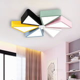 19.5/23.5 Modern Acrylic Led Flushmount Light - Windmill Design Blue & Pink Ceiling Lighting Remote