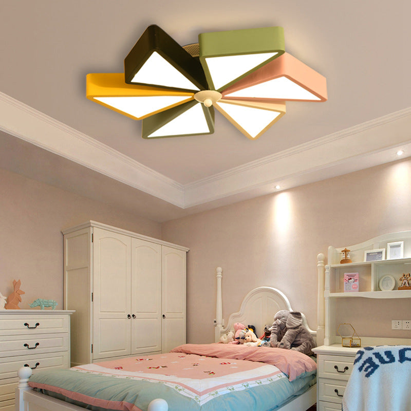 19.5’/23.5’ Modern Acrylic Led Flushmount Light - Windmill Design Blue & Pink Ceiling Lighting