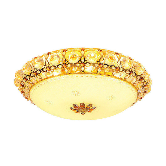 Simple Led Flush Light With Clear K9 Crystal Dome - 15/19/23 Wide White Ceiling Lamp (Warm/White/3