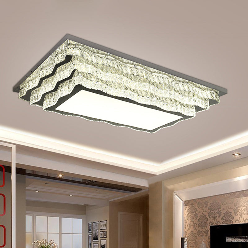 Modern Crystal Led Flushmount Ceiling Light In Cognac For Living Room