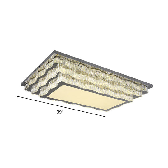 Modern Crystal Led Flushmount Ceiling Light In Cognac For Living Room